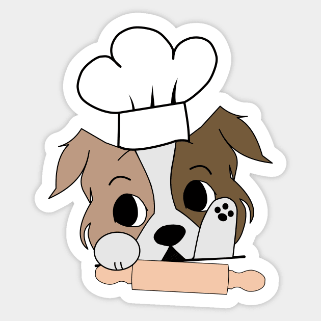 Chef dog cook baking with toque blanche Sticker by Ralph Hovsepian